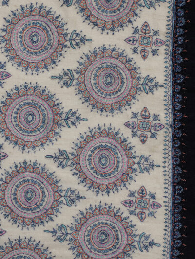 Pashmina Shawl- Cream & Blue Dual Tone - Image 5