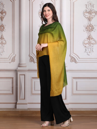 Pashmina Shawl- Green & Yellow Dual Tone - Image 2