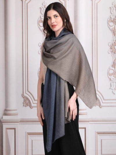 Pashmina Shawl- Blue & Brown Dual Tone - Image 3