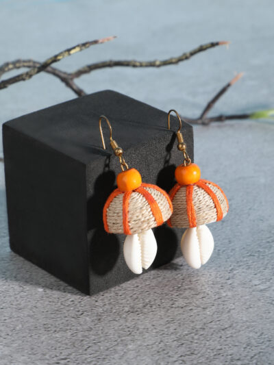 Earring-Orange & Beige - Image 2