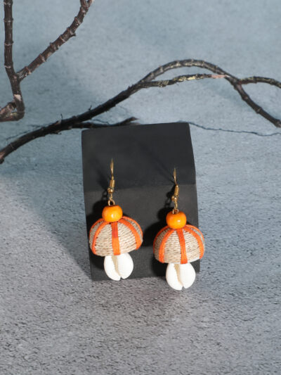 Earring-Orange & Beige - Image 3