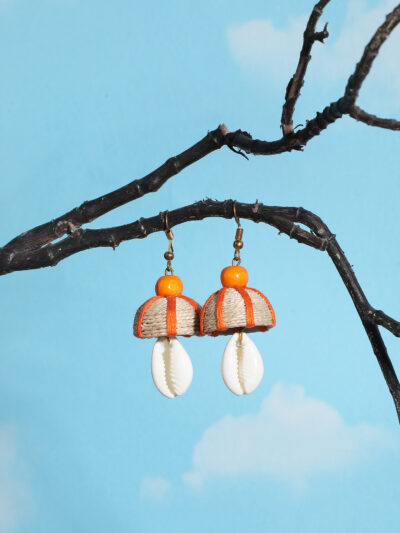 Earring-Orange & Beige