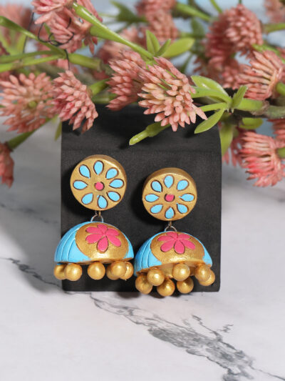 Earring- Blue & Pink - Image 3