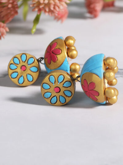 Earring- Blue & Pink - Image 2