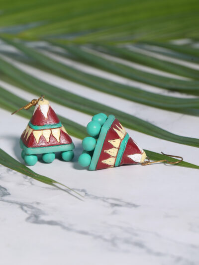 Earring- Green & Brown - Image 2