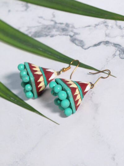 Earring- Green & Brown - Image 3