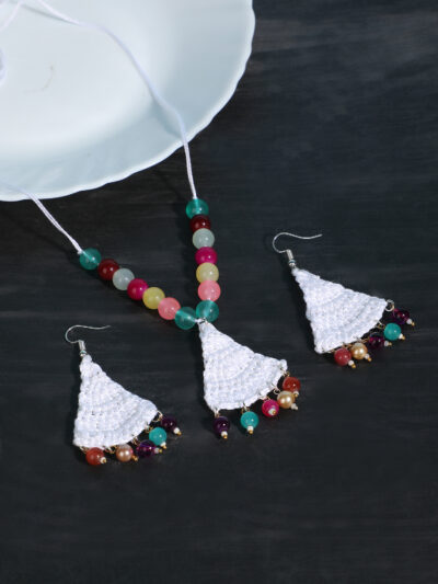 Pendant Set- White & Multicolor Beads - Image 3