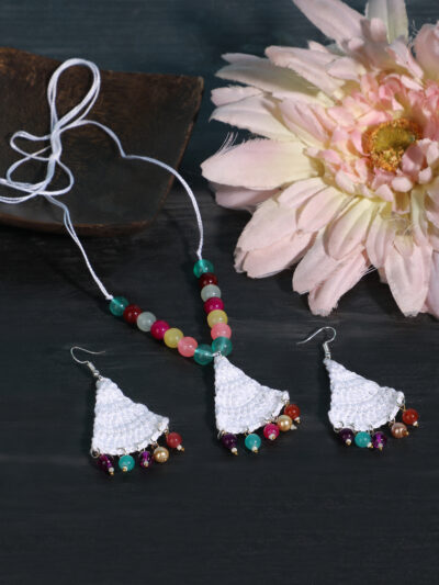 Pendant Set- White & Multicolor Beads