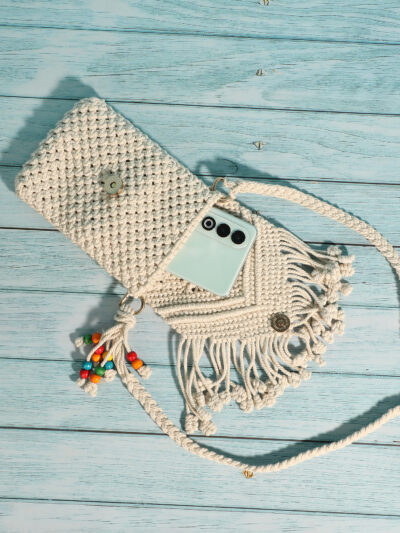 Sling Bag- Cream Macrame - Image 3