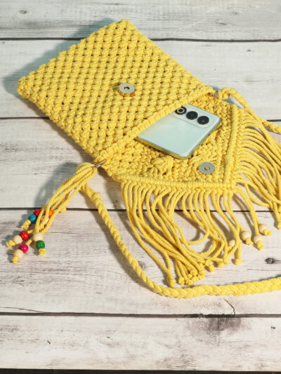 Sling Bag- Yellow Macrame - Image 2