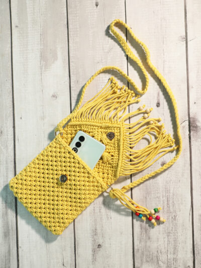 Sling Bag- Yellow Macrame - Image 3