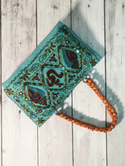 Embroidered Cotton Bag- Green - Image 2