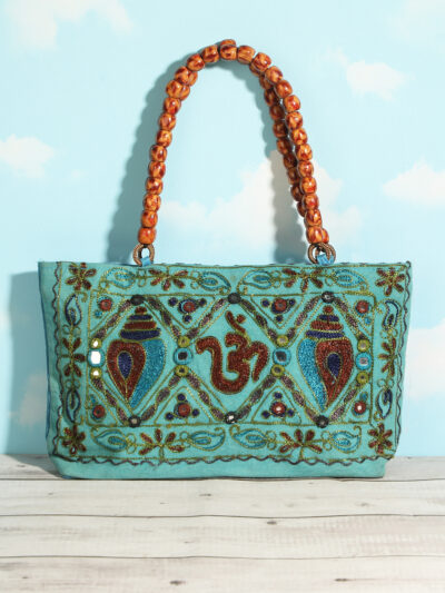 Embroidered Cotton Bag- Green - Image 3