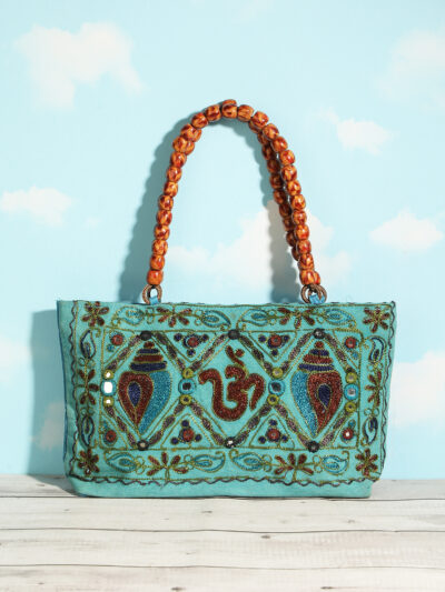 Embroidered Cotton Bag- Green